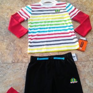 Boy's 2pc "Crayola" Striped Long Sleeve Printed Top and Matching Printed Pants